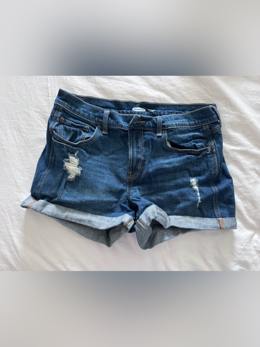🚨SALE Old Navy Dark Blue Distressed Denim Roll-Cuff Shorts